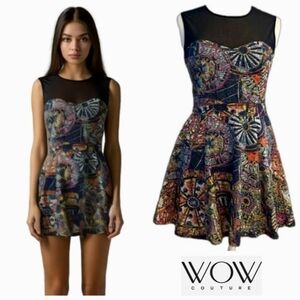 WOW Couture mosaic print sleeveless dress